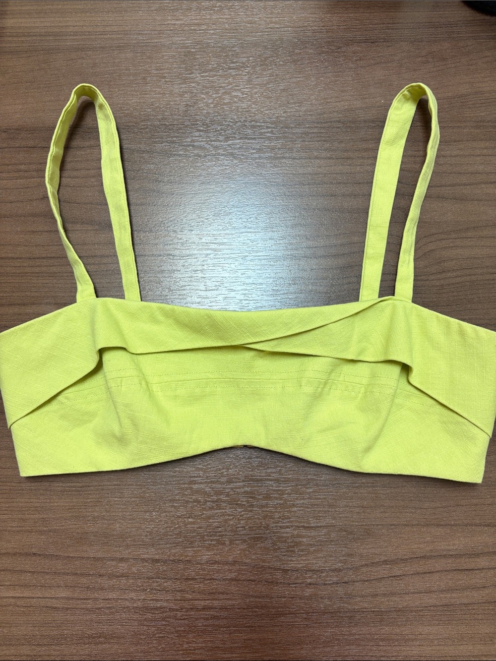 Lime/yellow Linen Cropped Strappy Bustier Top